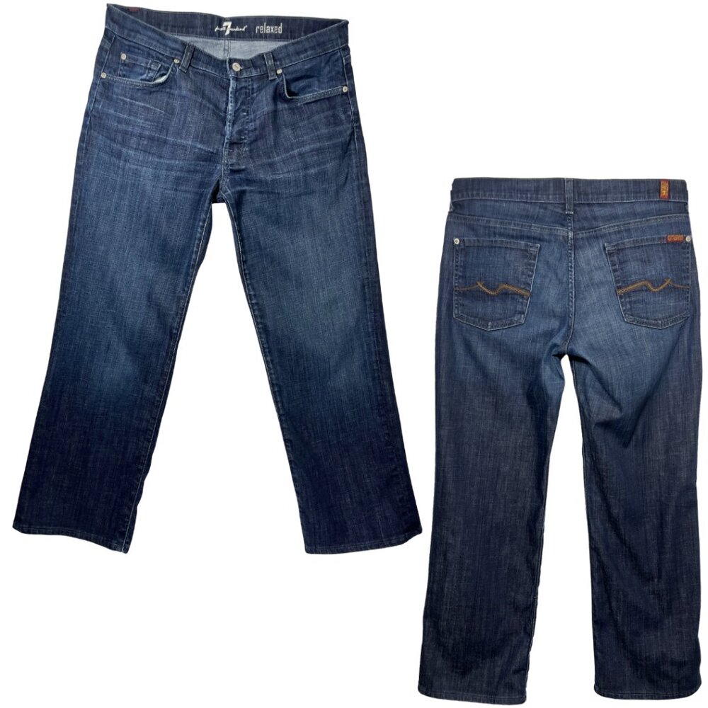 7 For All Mankind Men’s Relaxed Fit Jeans Dark Wash Size 34x28 (Women’s ~14/16)
